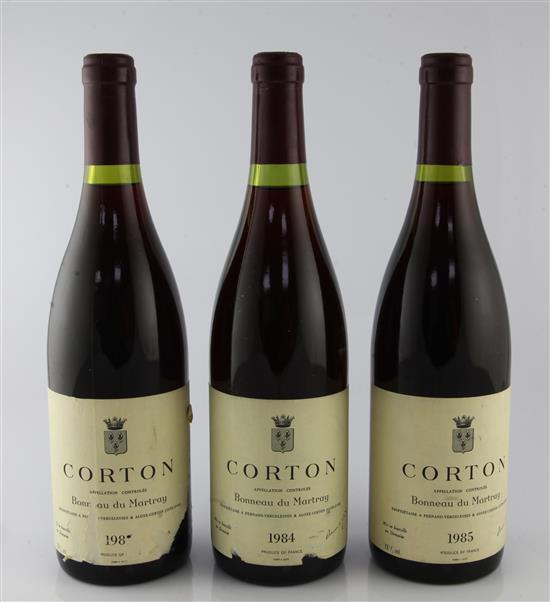 Three bottles of Bonneau du Matray Corton, 1984(1) and 1985(2,